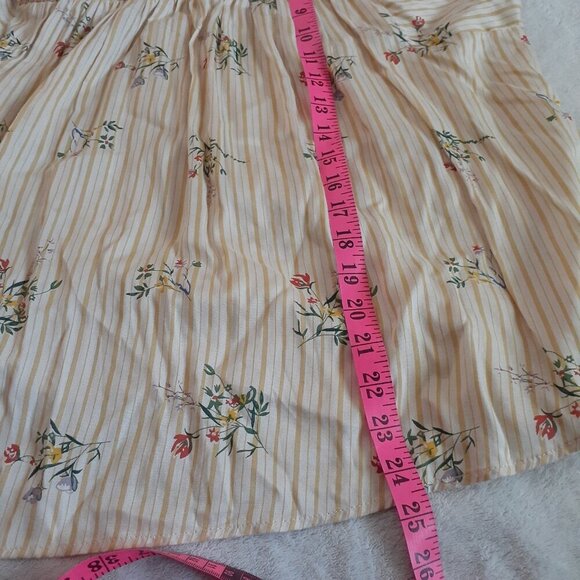 ACOS&A Women's Medium Yellow Floral Stripe Blouse - Picture 14 of 16